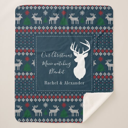 Couverture Sherpa Tricot de Noël Motif personnalisé (Devant)