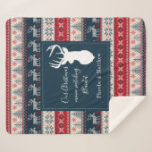 Couverture Sherpa Tricot de vacances Motif Noël Personnalisé (Devant (Horizontal))