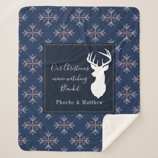 Couverture Sherpa Tricot personnalisé Motif Noël (Devant)