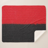 Couverture Sherpa tricot rouge-noir : closeup rayé. (Devant (Horizontal))