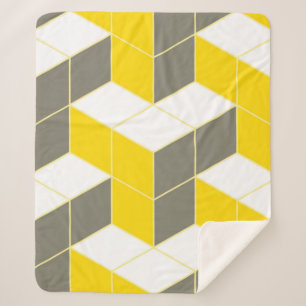 Couverture Sherpa Trident cubique isométrique gris et jaune sans joi