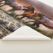 Couverture Sherpa Trio Cheval Courir Dans Surf Océanique au coucher (3/4)