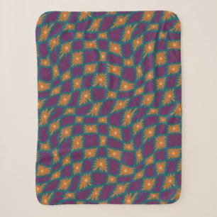 Couverture Sherpa Trippy super 60s Flower Checks Orange Rose