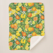 Couverture Sherpa Tropical Citrus Medley Watercolor Pattern (Devant)