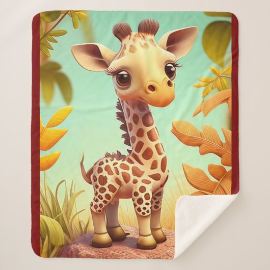 Couverture Sherpa Tropical Cute Baby Giraffe Cartoon-37560 (Devant)