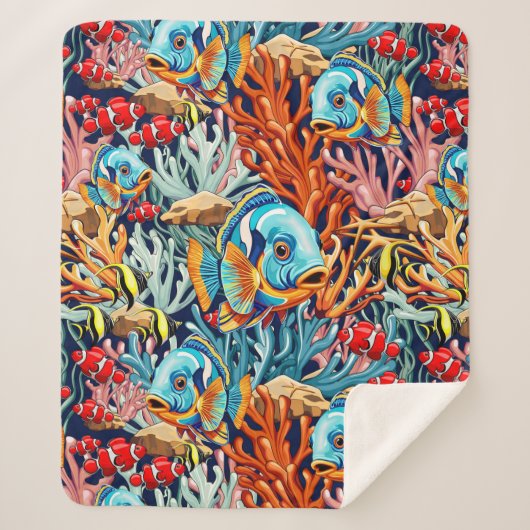 Couverture Sherpa Tropical Fish Colorful Summer Vibes (Devant)