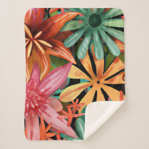 Couverture Sherpa tropical/hawaïen/floral/fleur