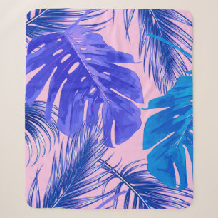 Couverture Sherpa Tropical palm leaves, jungle leaves seamless flora