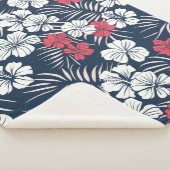 Couverture Sherpa Tropical Pink and Navy Floral (3/4)