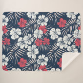 Couverture Sherpa Tropical Pink and Navy Floral (Devant (Horizontal))