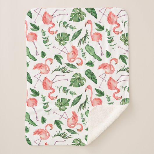 Couverture Sherpa Tropical Pink Flamingo Pattern v2 (Devant)