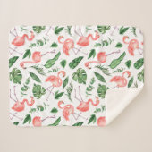 Couverture Sherpa Tropical Pink Flamingo Pattern v2 (Devant (Horizontal))