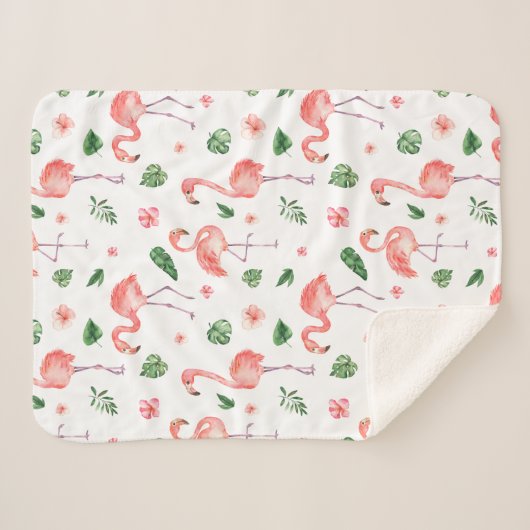 Couverture Sherpa Tropical rose Flamingo (Devant (Horizontal))