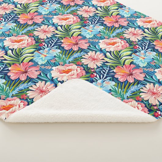 Couverture Sherpa Tropical Summer Flowers Pattern Pretty Floral (3/4)
