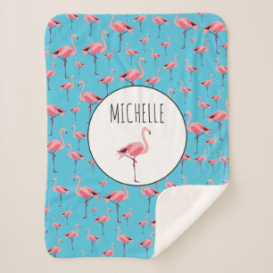 Couverture Sherpa Tropical Summer Pink Flamingo Pattern