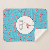 Couverture Sherpa Tropical Summer Pink Flamingo Pattern (Devant (Horizontal))