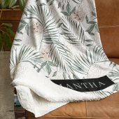 Couverture Sherpa Tropical Watercolor Leaves & Flowers Pattern
