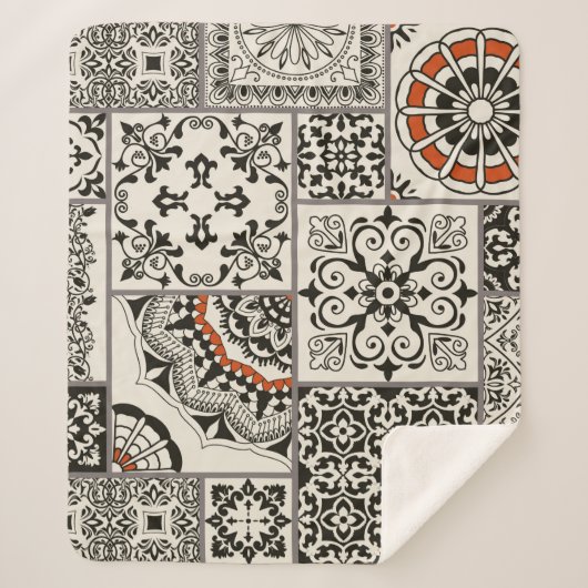 Couverture Sherpa Tuile en patchwork sans couture avec Islam, arabe, (Devant)