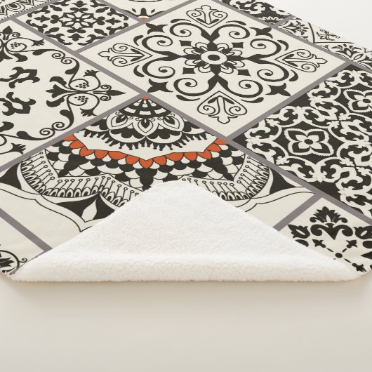 Couverture Sherpa Tuile en patchwork sans couture avec Islam, arabe, (3/4)