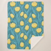 Couverture Sherpa Tulipes en bleu et jaune (Devant)