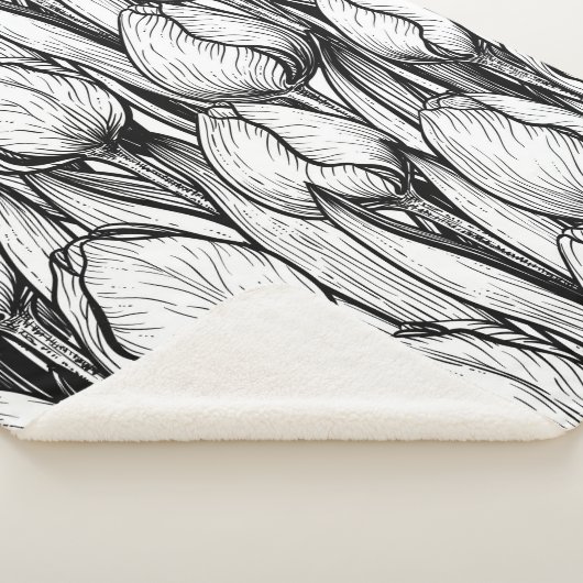 Couverture Sherpa Tulipes en noir et blanc (3/4)