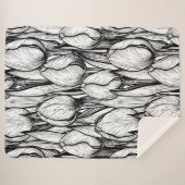 Couverture Sherpa Tulipes en noir et blanc (Devant (Horizontal))