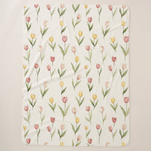 Couverture Sherpa Tulipes Narcisses Fleurs Jaune Rose Anniversaire