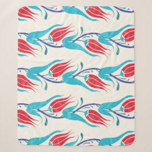Couverture Sherpa Tulipes Turques : Motif Traditionnel Sans Couture.