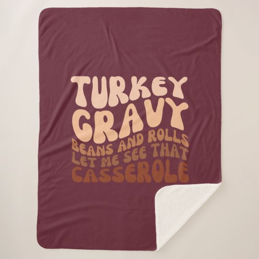 Couverture Sherpa Turquie Haricots Gravés Et Rouleaux Thanksgiving (Devant)