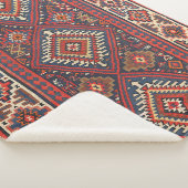 Couverture Sherpa Turquie Kilim Aztec Rouge Bleu Tan  (3/4)