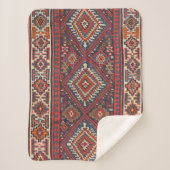 Couverture Sherpa Turquie Kilim Aztec Rouge Bleu Tan (Devant)