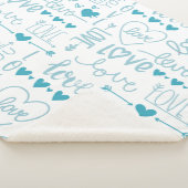 Couverture Sherpa Turquoise Amusement et Amour Moderne et Coeurs (3/4)