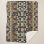 Couverture Sherpa Turquoise bleu gris Tan Taupe Brown Motif d'art tr (Devant)