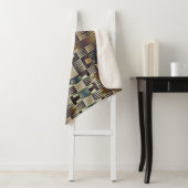 Couverture Sherpa Turquoise bleu gris Tan Taupe Brown Motif d'art tr (En situation)