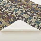 Couverture Sherpa Turquoise bleu gris Tan Taupe Brown Motif d'art tr (3/4)