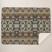 Couverture Sherpa Turquoise bleu gris Tan Taupe Brown Motif d'art tr (Devant (Horizontal))