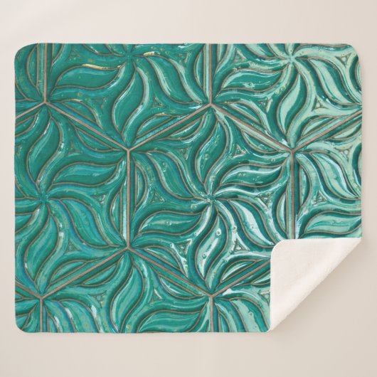 Couverture Sherpa Turquoise céramique mur textureabstract, archit (Devant (Horizontal))