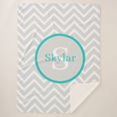 Couverture Sherpa Turquoise Chevron Monogram Sherpa Blanket (Devant)