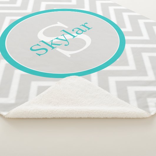 Couverture Sherpa Turquoise Chevron Monogram Sherpa Blanket (3/4)