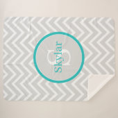 Couverture Sherpa Turquoise Chevron Monogram Sherpa Blanket (Devant (Horizontal))