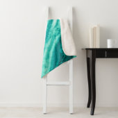 Couverture Sherpa Turquoise et Marbre blanc (En situation)