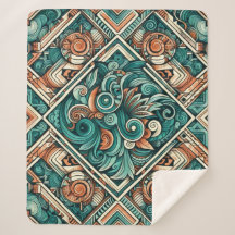 Turquoise et Motif en terre cuite d'inspiration az