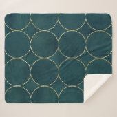 Couverture Sherpa Turquoise foncé, Cercles d'or Aquarelle. (Devant (Horizontal))