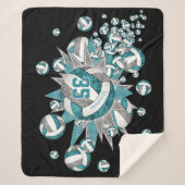 Couverture Sherpa turquoise gris girly volleyball souffle personnali (Devant)