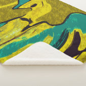 Couverture Sherpa Turquoise jaune moutarde Abstrait (3/4)