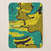 Couverture Sherpa Turquoise jaune moutarde Abstrait (Devant)