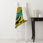 Couverture Sherpa Turquoise jaune moutarde Abstrait (En situation)