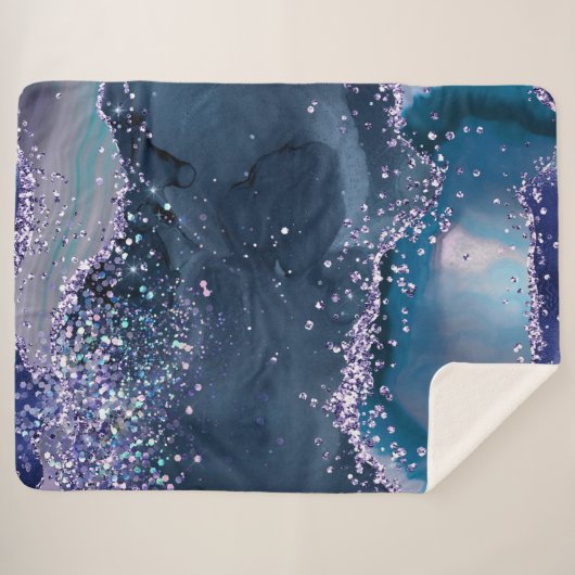 Couverture Sherpa *~* Turquoise Ocean Agate PARTIES SCINTILLANT céle (Devant (Horizontal))