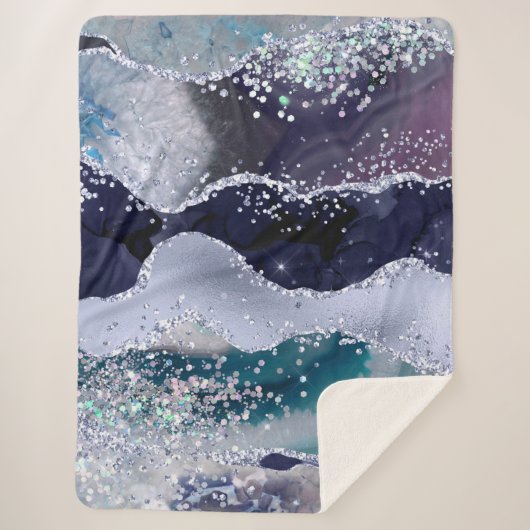 Couverture Sherpa *~* Turquoise Ocean Agate Pearl Holo PARTIES SCINT (Devant)