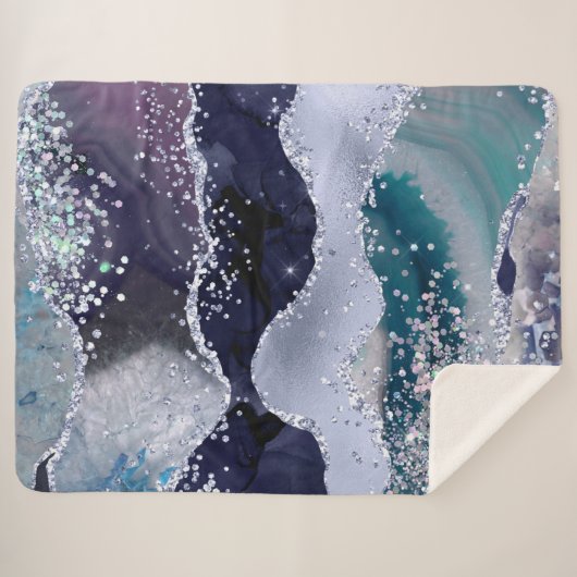 Couverture Sherpa *~* Turquoise Ocean Agate Pearl Holo PARTIES SCINT (Devant (Horizontal))